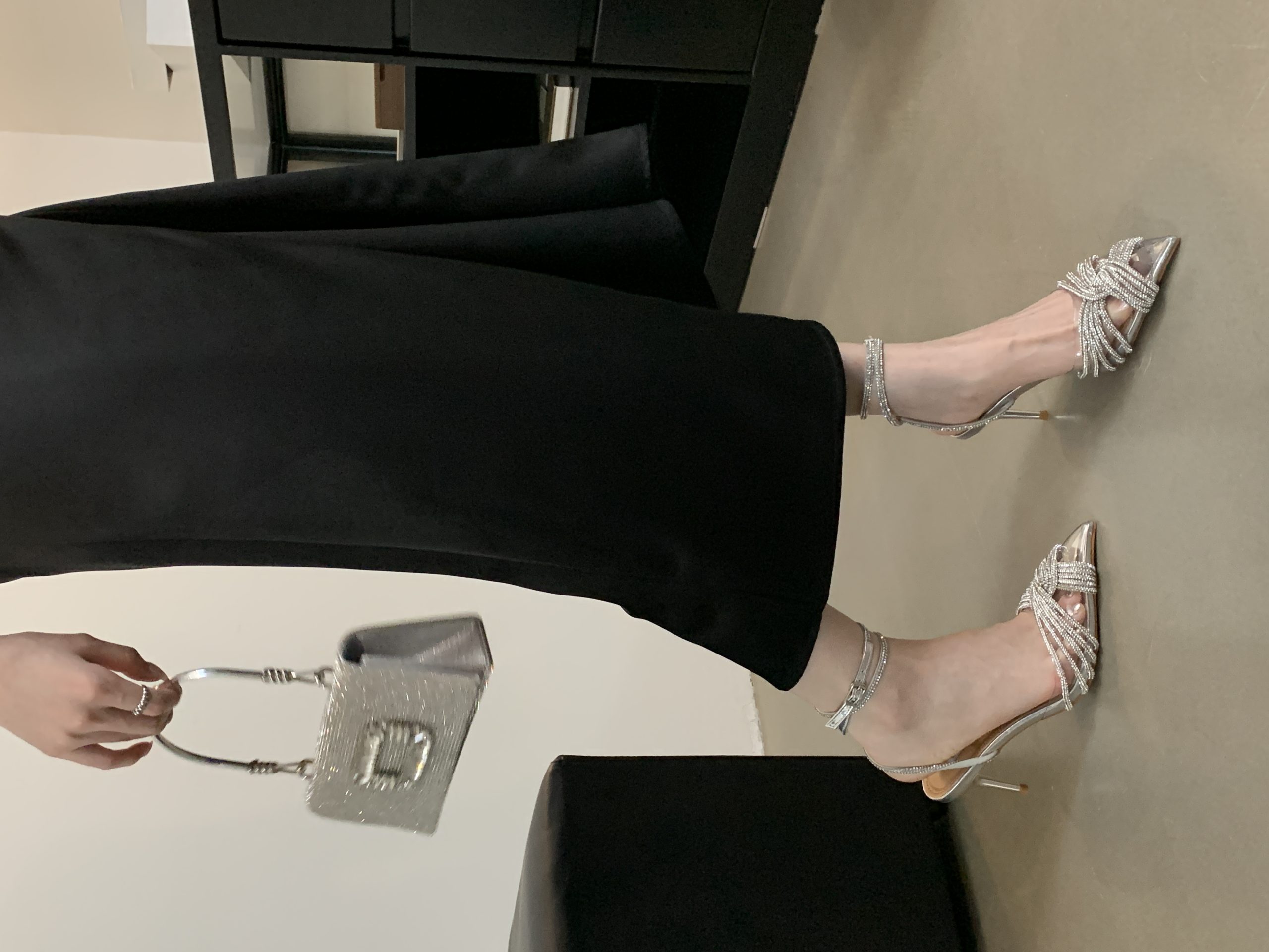 2024 New Pointed Toe Cross Rhinestone High Heels Sweet Transparent Banquet Fairy Shoes 35-40 - Image 3