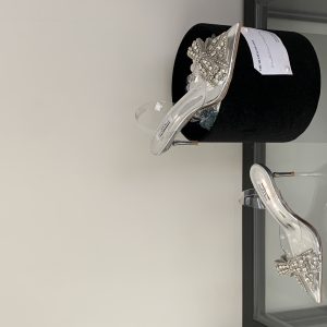 2025 New Crystal Women's Shoes Back Strap Sandals High Heels 35-40