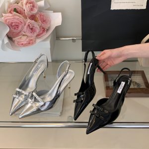 2025 Spring Summer New Bow Pointed Toe Thin High Heels Women's Shoes 35-40