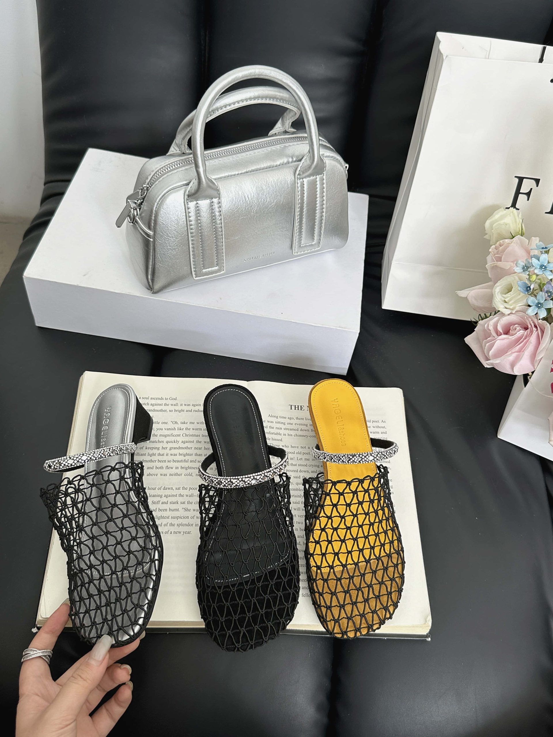 Women's Open Toe Slippers 2025 Summer New Style Fairy Hollow Mesh Breathable Slippers - Image 4