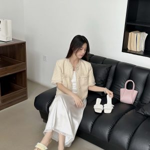 French Elegant Bow Slippers for Women 2025 New Open Toe High Heels