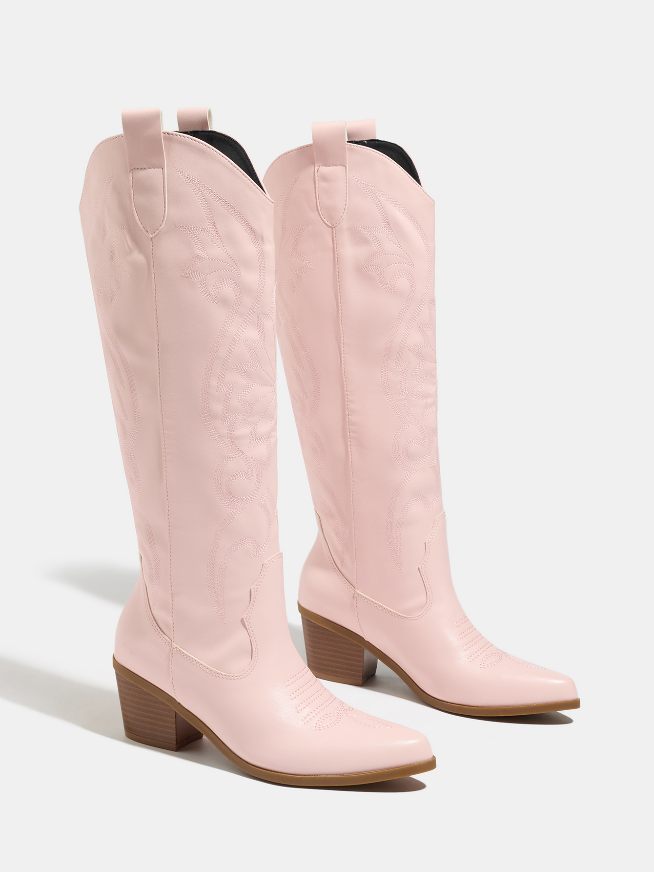Impression State Thickened Cowboy Boots Retro Western Boots Pointed Toe Chunky Heel Embroidered Pattern Plus Size Women's Boots 43 - Image 4